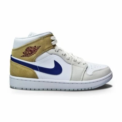 Hombres Nike Air Jordan 1 Mid MeM2 - DO6726 100 - Blanco Azul Vacío Equipo Rojo Caqui Foto 1 de 4