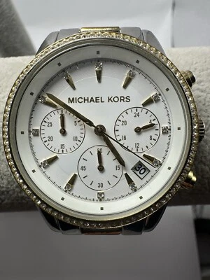 Reloj Michael Kors Ritz MK-6474 37mm 7" Dos Tonos Acero Inoxidable Cronógrafo Q Foto 1 de 4