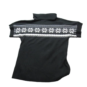 Fashion Bug  Womens Turtleneck Sweater Snowflakes 1X Black Vintage  Acrylic - Picture 1 of 9