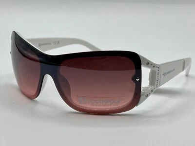 Óculos de sol SOUTHPOLE Shield 1098-SP branco templos armação rosa strass sem aro - Imagem 1 de 4
