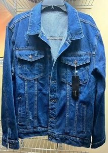 Neufigr Men's Casual Denim Rugged Wear Trucker Jean Jacket Size X-Large NWT - Picture 1 of 8