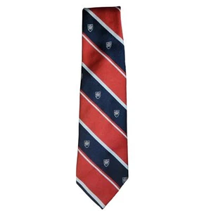 Corbata Resilio Vintage Rojo Blanco Azul Rayas Poliéster 4" Para Hombre - Imagen 1 de 8