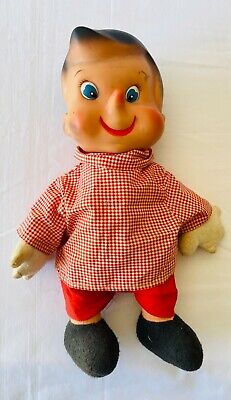 PINOCCHIO Boy Walt Disney Plush Soft Rubber Face Toy Doll VINTAGE 35cm RARE • 77.97$