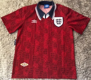 L165 Authentic England 1993 1995 Away Soccer Jersey Football Shirt Mens M VGC - Picture 1 of 15