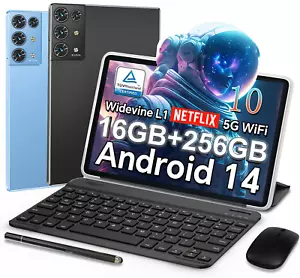 Android 14 Tablets 16GB+256GB Octa Core 1920x1200 Google 8000mAh 4G LTE 5G WiFi - Picture 1 of 17