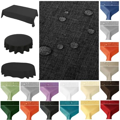 Tischdecke LEINEN OPTIK Gartentischdecke Lotuseffekt Stoff Fleckschutz BÜGELFREI - Bild 1 von 2