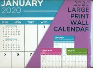 CALENDAR - 2020 - LARGE PRINT WALL CALENDAR - Picture 1 of 2