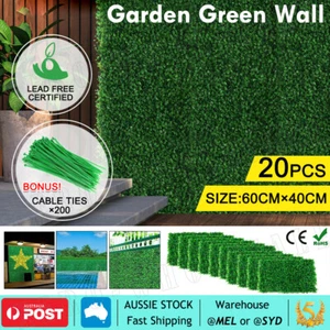 20X Artificial Plant Grass Hedge Fake Vertical Garden Green Wall Ivy Mat Fence - Picture 1 of 12