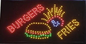  Burgers Fries LED Sign, Store Sign, Business Shop Window Sign, Food smoke shop  - Picture 1 of 1