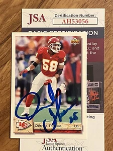 Derrick Thomas 1992 Upper Deck #144 AUTOGRAPHED Card JSA - Kansas City Chiefs - Picture 1 of 2