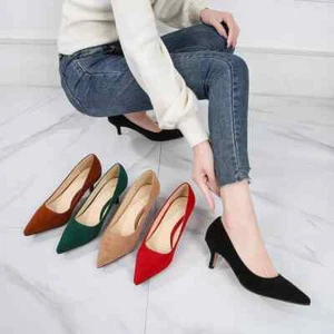 Damen Stiletto Pumps Professionelle Wildleder spitze High Heels Arbeitsschuhe - Bild 1 von 15