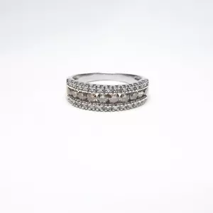 Estate 14K White Gold Cognac Brilliant, White Single Cut Diamond Ring 0.65 Cts - Picture 1 of 4
