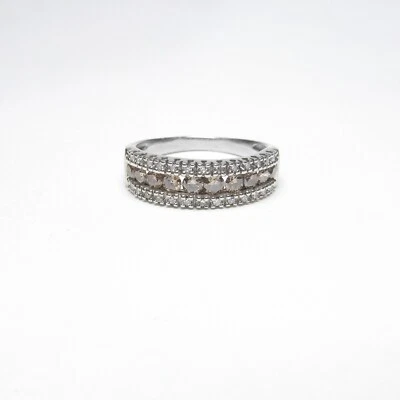 Estate 14K White Gold Cognac Brilliant, White Single Cut Diamond Ring 0.65 Cts - Image 1 of 4