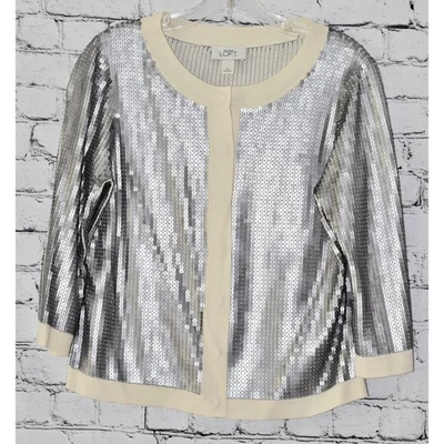 Cárdigan para mujer Ann Taylor LOFT lentejuelas manga 3/4 botón a presión suéter talla M Foto 1 de 4
