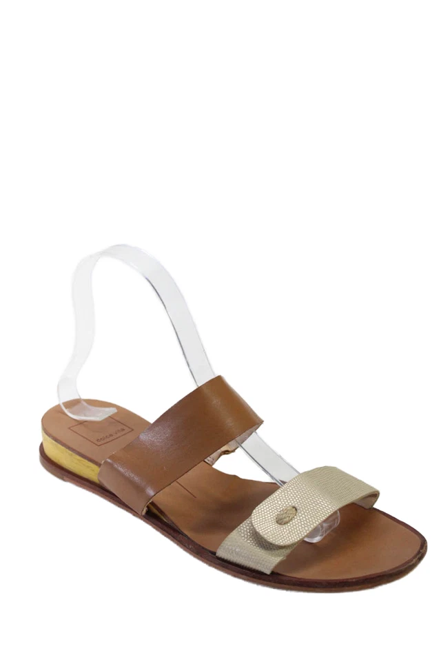 Женские кожаные текстурированные сандалии без застежек с двумя ремешками Dolce Vita коричневые размер 8,5 дюйма - Изображение 1 из 4