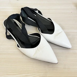 Balenciaga Leather Knife Point Toe Slingback Flats Size 39 1/2 - Picture 1 of 5