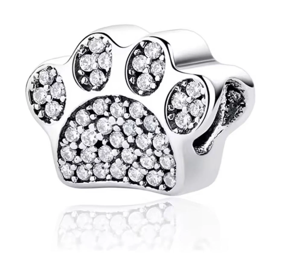✨ Dije con estampado de pata brillante - Diseño de cristal - Compatible con pulseras PDR 🐾 Foto 1 de 1