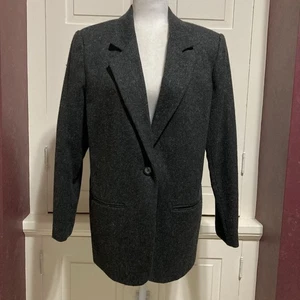 Vintage Sag Harbor 70% Wool Blend Size 10 Women’s Dark Gray Blazer Jacket Top - Picture 1 of 6