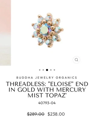 Buddha Jewelry Organics SIN HILO: EXTREMO "ELOISE" EN ORO CON TOPACIO NIEBLA DE MERCURIO Foto 1 de 3