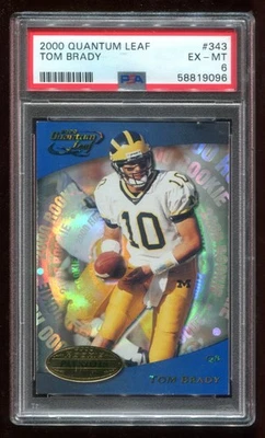2000 Quantum Leaf #343 Tom Brady PSA 6 EX-MT 新秀 RC 爱国者队 ~(PL) — 第 1/2 张图片