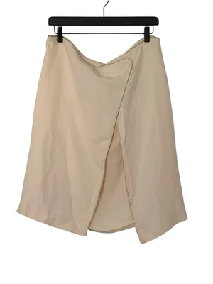 Falda de lujo Carolina Herrera para mujer 12 ribete crema y dorado 100 % seda nueva con etiquetas Foto 1 de 4