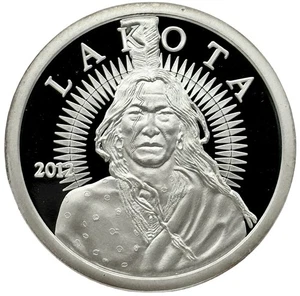 2012 Lakota $50 1 oz .999 Fine Silver Art Round - Picture 1 of 2