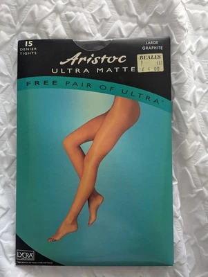 Vintage Aristoc Ultra Matt Tights Size L Graphite 15 Denier Vintage New - Image 1 of 3