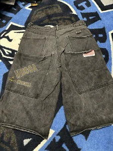 Vintage Mecca Shorts Mens 38 Black Y2K Baggy Denim Skater Jean Short Jnco - Picture 1 of 9