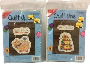 2 NEW - Candamar Cat-A-Tude 5060 Cat & Bed & Breakfast Quilted Cross Stitch Kits - Picture 1 of 2