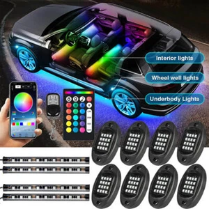 Bluetooth 12x RGB LED Rock Underbody Lights for JEEP Offroad Truck ATV UTV Boat - Picture 1 of 12