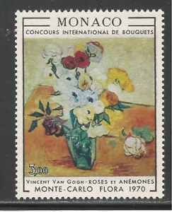 Monaco #766 (A185) VF MNH - 1970 3fr Roses and Anemones, by Vincent van Gogh - Picture 1 of 1