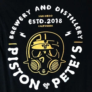 PISTON PETES Brewery Distillery T-Shirt Sz S Black Cotton Est 2018 San Diego CA - Picture 1 of 5