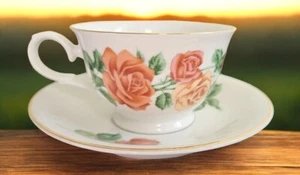 Taza de té y platillo de porcelana AVON flores del mes como nuevo rosa de junio - Imagen 1 de 6