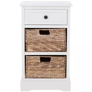 SAFAVIEH Side Table 13"W x 13"L Rectangle Aluminum Wood Coastal White 1-Piece - Picture 1 of 6