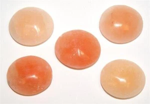 Selenite Carved Palm Stone Smooth Polished Crystal Peach Orange 40mm - Picture 1 of 1