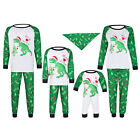 Family 2 Piece Long Pants Suit Crew Neck Dinosaur Printed Plaid Sleepwear Outfit