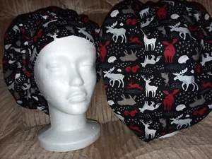 Moose & Deer Bouffant Medical Scrub Surgery Hat S,M,L - Picture 1 of 1