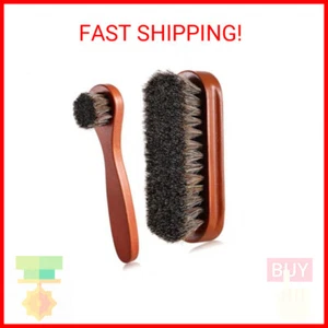 2 Pcs Horsehair Shine Shoes Brush Kit Polish Dauber Applicators Cleaning Leather - Picture 1 of 2