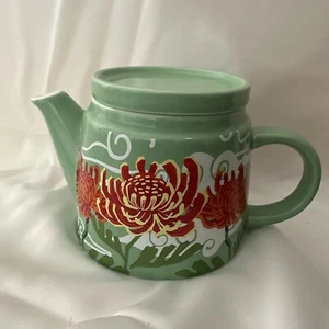 Lunar New Year Stoneware Floral Tea Infuser Teapot No Box 3.5” - Picture 1 of 8
