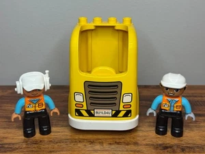 2 LEGO Duplo Mini Figures: Construction Worker & Pilot w/ Yellow Truck - Picture 1 of 5
