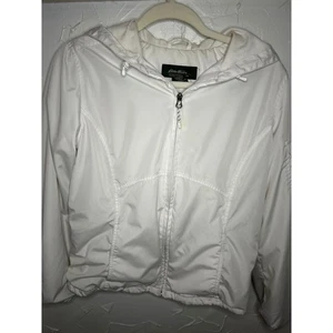 Eddie Bauer Windbreaker Jacke weiß mit Kapuze leicht Damen Medium - Bild 1 von 6