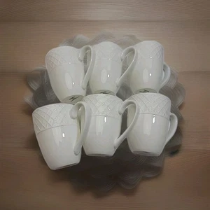 Basket Weave Trellis Set of 6 Coffee Tea Cups Mugs Bone China White 14 oz MIKASA - Picture 1 of 8