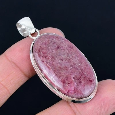 Colgante hecho a mano de rodonita enchapado en plata 925 de 2,29" Foto 1 de 3