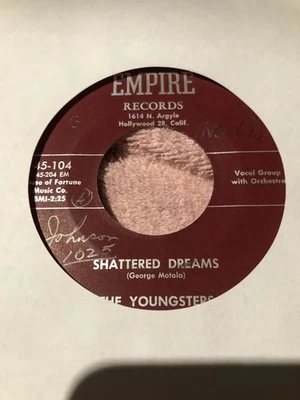 YOUNGSTERS Shattered Dreams 45 Doowop Empire 45-104 VG+ Foto 1 de 2