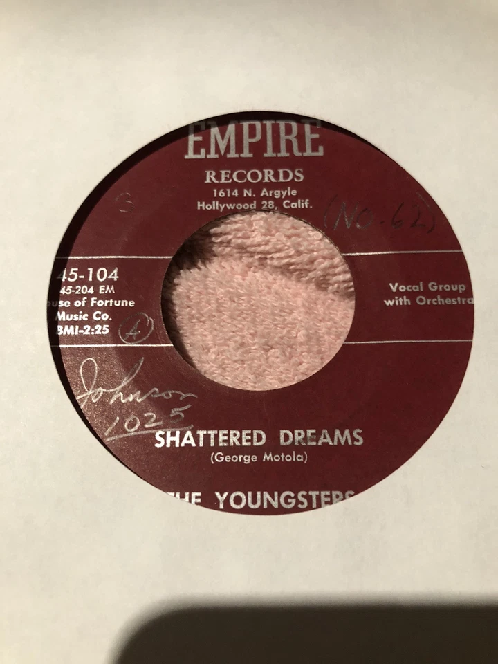 YOUNGSTERS Shattered Dreams 45 Doowop Empire 45-104 VG+ Foto 1 de 2