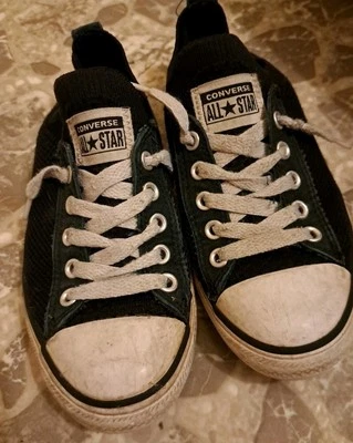 Zapatos Converse Talla 1 Junior Juvenil Tenis Negros Sin Cordones All Star Chuck Taylor Foto 1 de 4