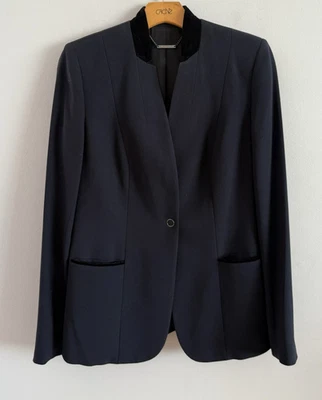 Chaqueta Blazer Elie Tahari Botón Único Elegante Elegante Forrada Afilada Azul Marino Talla 4 Foto 1 de 4