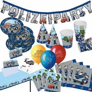 POLIZEI KINDERGEBURTSTAG - Geschirr Deko Polizeiauto Kinder Geburtstag Party Set - Bild 1 von 18