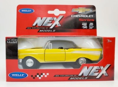 ★ CHEVROLET BEL AIR CONVERTIBLE 1957 - WELLY NEX 1:34/39 - Jaune / Yellow ★ - Photo 1/4