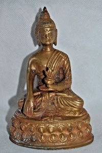 Buda Shakyamuni Amitaba latón bronce pesado Asia India Nepal - Imagen 1 de 5